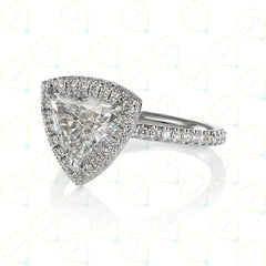 1.50 CTW Trillion Cut Hidden Halo Lab Grown Diamond Ring for Women
