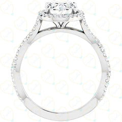 1.30 TCW Oval Cut Halo Lab Grown Diamond Ring for Women