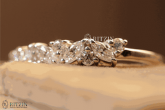 3,52 TCW Marquise- und Rundschliff Moissanit-Diamant Halb-Ewigkeits-Ehering für Frauen