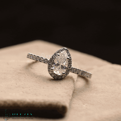 Exklusiver Moissanit-Verlobungsring im Halo-Stil mit 1,00 TCW und birnenförmiger Akzent, einzigartiger Schmuck, Geschenk für Sie 