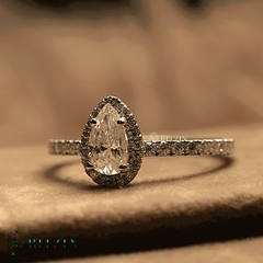 Exklusiver Moissanit-Verlobungsring im Halo-Stil mit 1,00 TCW und birnenförmiger Akzent, einzigartiger Schmuck, Geschenk für Sie 