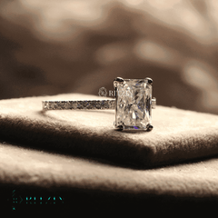 Women's Exclusive 2.00 TCW Radiant Shape Moissanite Solitaire Engagement Ring Unique Jewelry Gift with Accent for Her