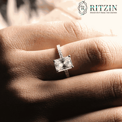Women's Exclusive 2.00 TCW Radiant Shape Moissanite Solitaire Engagement Ring Unique Jewelry Gift with Accent for Her