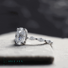 Einzigartiger Ehering im ovalen und Marquise-Stil mit verstecktem Heiligenschein für Frauen, 1.9172 TCW, exklusiver Schmuck, Geschenk für Sie 