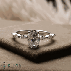 Einzigartiger Ehering im ovalen und Marquise-Stil mit verstecktem Heiligenschein für Frauen, 1.9172 TCW, exklusiver Schmuck, Geschenk für Sie 