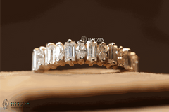 Exklusiver 1,78 TCW Moissanit Baguette und Marquise Form Halb Ewigkeit Ehering Schmuck Geschenk für Sie 