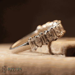 Exklusiver 1,78 TCW Moissanit Baguette und Marquise Form Halb Ewigkeit Ehering Schmuck Geschenk für Sie 