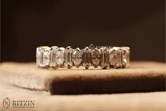 Exklusiver 1,78 TCW Moissanit Baguette und Marquise Form Halb Ewigkeit Ehering Schmuck Geschenk für Sie 