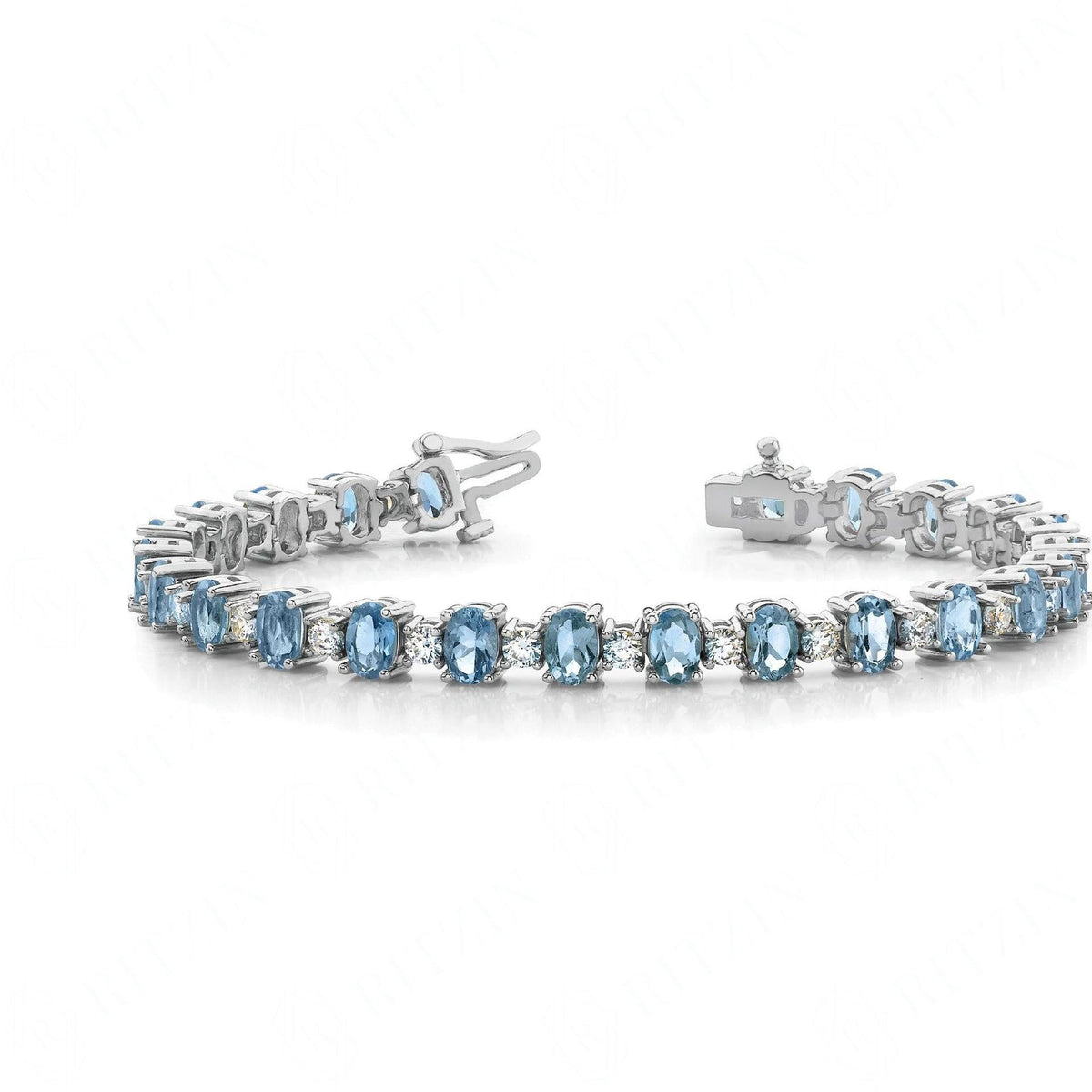 7X5MM Blue Oval Cut Diamond Unique Style Tennis Bracelet For Women