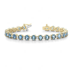 7X5MM Blue Oval Cut Diamond Unique Style Tennis Bracelet For Women