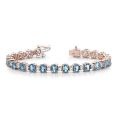 7X5MM Blue Oval Cut Diamond Unique Style Tennis Bracelet For Women