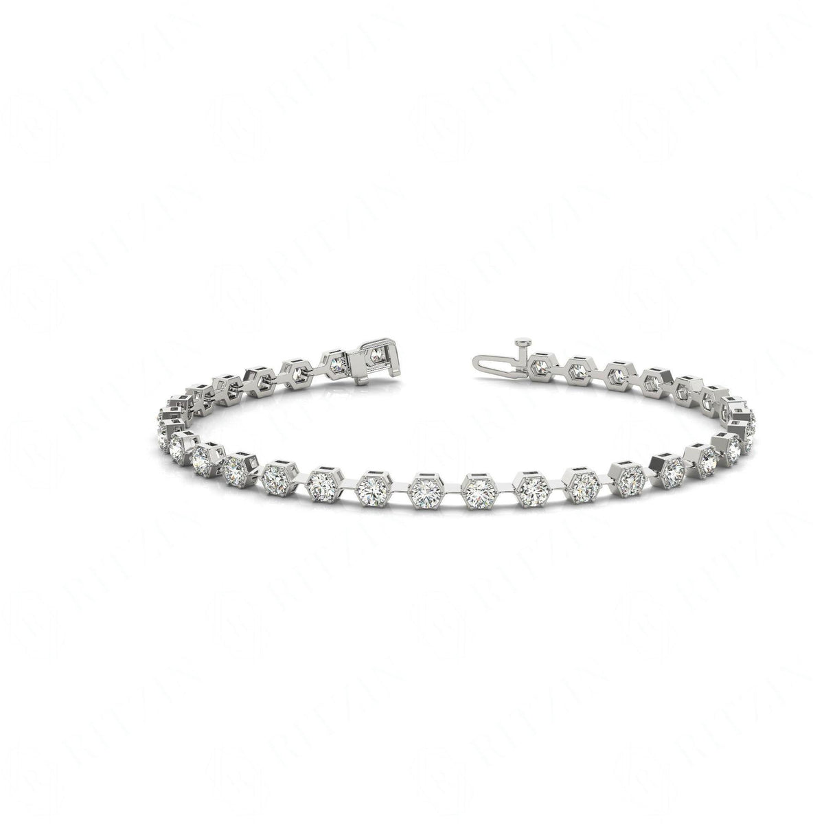 5.00_MM_Round Cut Diamond Prong Set Tennis Unique Style Bracelet For Women
