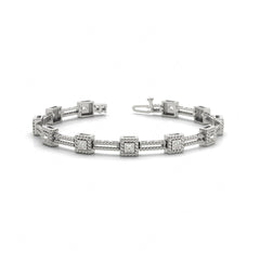 4.00MM_Round Cut Diamond Flush Set _Tennis Bracelet For Women
