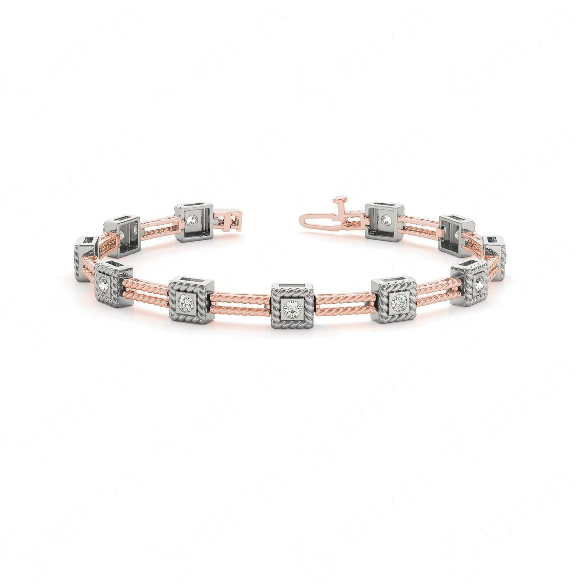 4.00MM_Round Cut Diamond Flush Set _Tennis Bracelet For Women