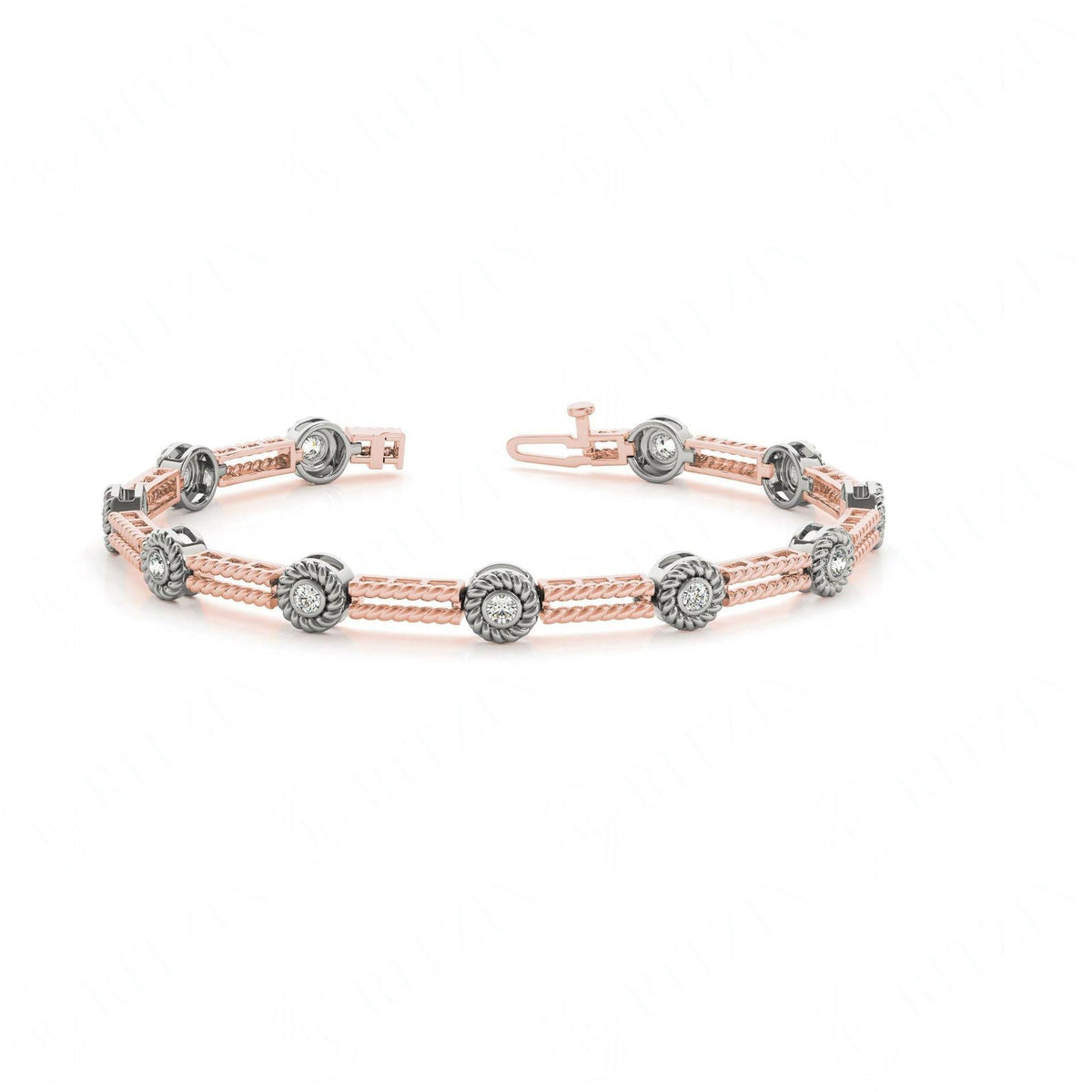 4.00 MM_Round Cut Diamond Flush Set Tennis Bracelet