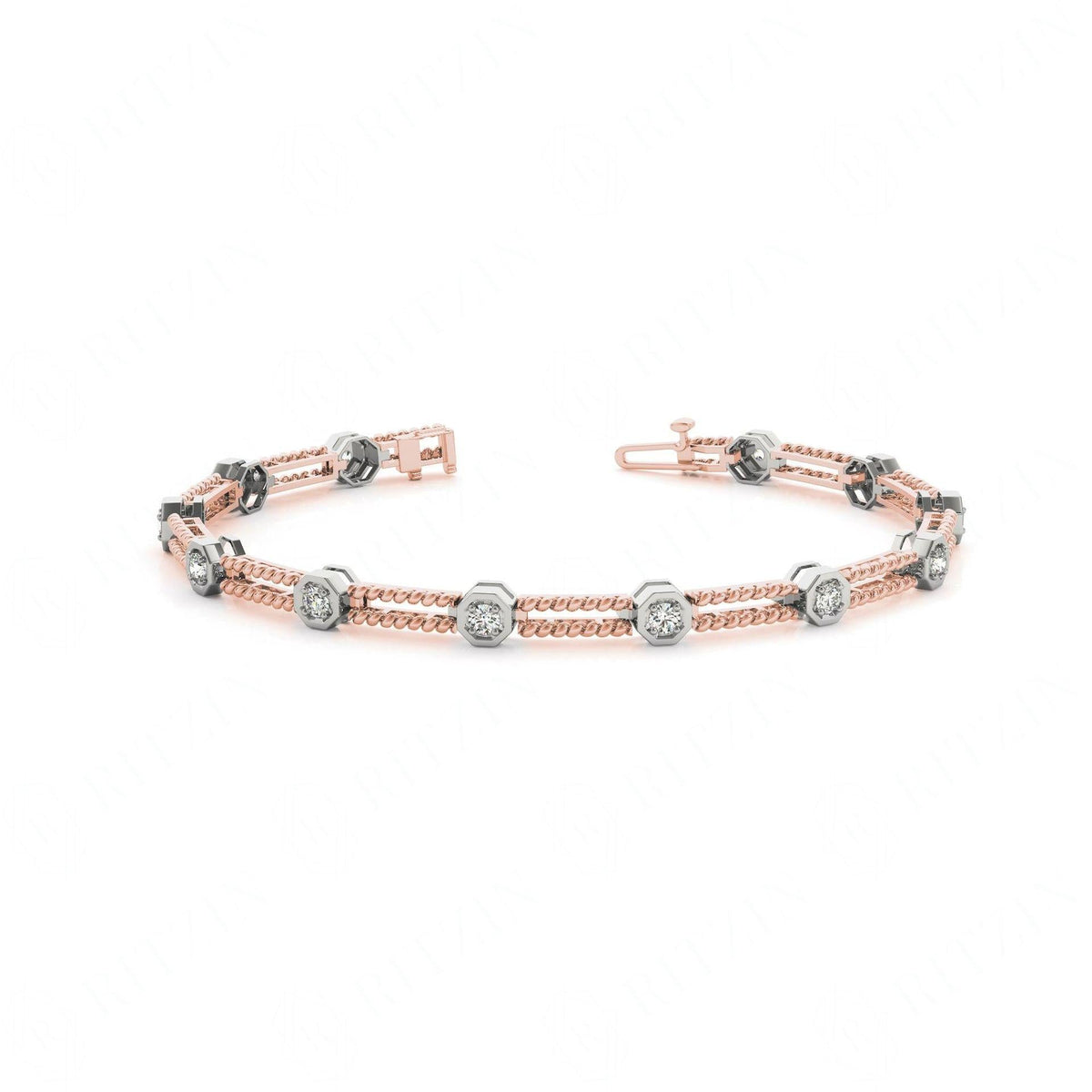4.00_MM_Round Cut Diamond Prong Set Tennis Bracelet