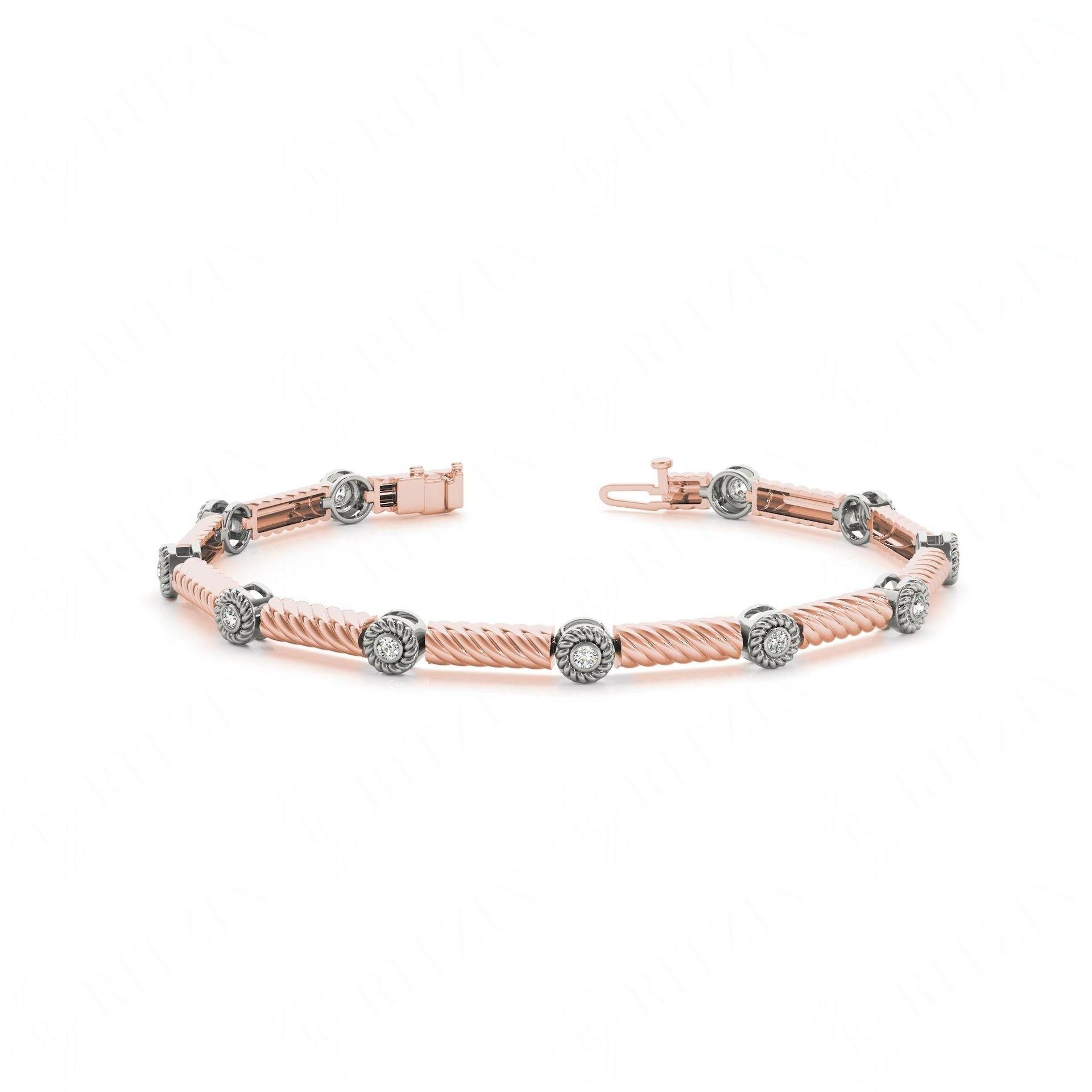 Round Brilliant Cut Tennis Moissanite Bracelet for Women Rose Wedding Ring