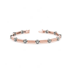 Round Brilliant Cut Tennis Moissanite Bracelet for Women Rose Wedding Ring