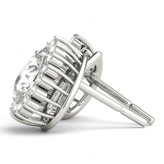 8.00 x 5.00 MM White Pear Cut Halo Style Stud Earrings For Women