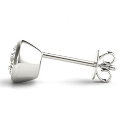 6.50 MM 1  Carat Round Cut Silver Bezel Setting Earrings