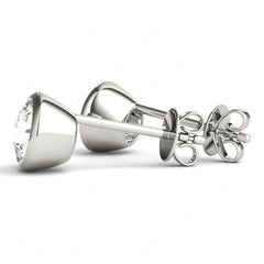 6.50 MM 1  Carat Round Cut Silver Bezel Setting Earrings