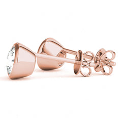 6.50 MM 1  Carat Round Cut Silver Bezel Setting Earrings