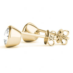 6.50 MM 1  Carat Round Cut Silver Bezel Setting Earrings