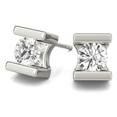 4 MM Round Cut Solitaire Style Earrings For_Her