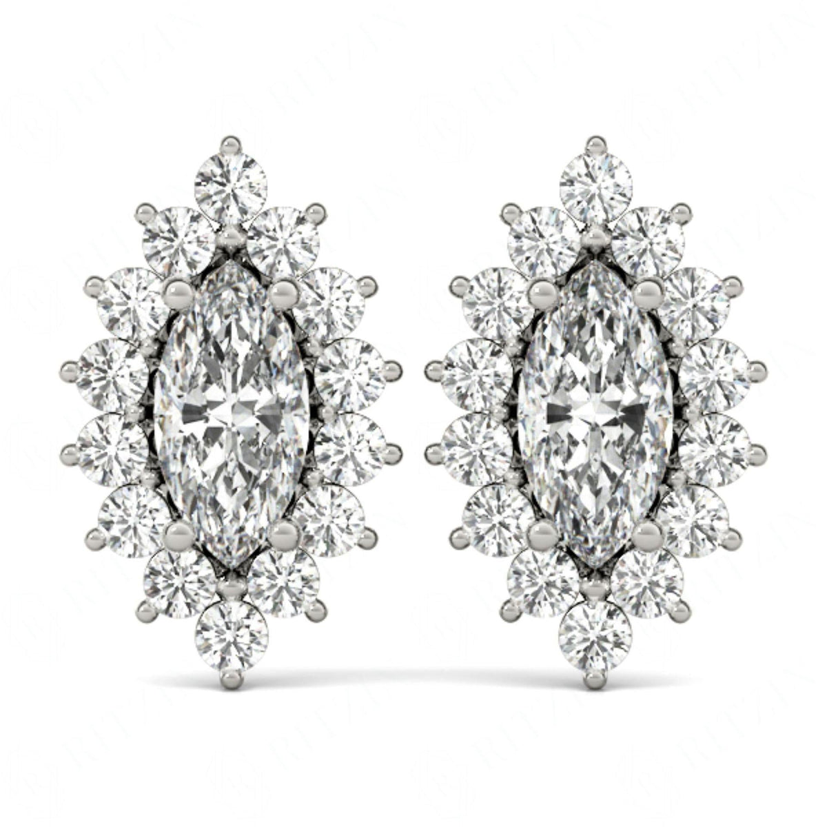 10.00 x 5.00 MM Marquise Cut Halo Style Stud earrings For Women