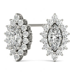 10.00 x 5.00 MM Marquise Cut Halo Style Stud earrings For Women