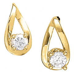 4 MM Round Cut Yellow Gold Solitaire Style Earrings For Women