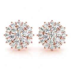 3.00MM Round Cut Halo Style Floral Cluster Earrings For_Women.