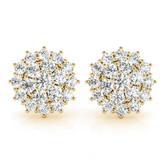 3.00MM Round Cut Halo Style Floral Cluster Earrings For_Women.
