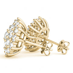 3.00MM Round Cut Halo Style Floral Cluster Earrings For_Women.