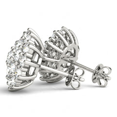 3.00MM Round Cut Halo Style Floral Cluster Earrings For_Women.