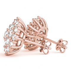 3.00MM Round Cut Halo Style Floral Cluster Earrings For_Women.