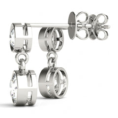 5 MM Round Cut Drop Dangle Style Bezel Setting Earrings