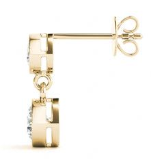 5 MM Round Cut Drop Dangle Style Bezel Setting Earrings