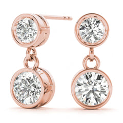 5 MM Round Cut Drop Dangle Style Bezel Setting Earrings