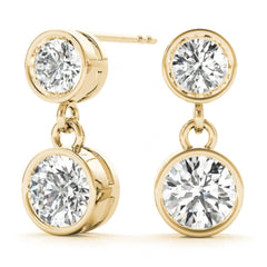 5 MM Round Cut Drop Dangle Style Bezel Setting Earrings