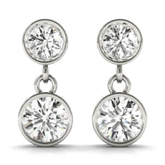 5 MM Round Cut Drop Dangle Style Bezel Setting Earrings
