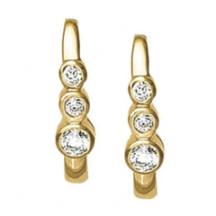3 MM Round Cut J - Hoops Bezel Setting Earrings For Women
