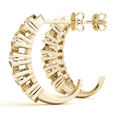 3.0mm_Round Cut XO Pattern J - Hoop Earrings For Women