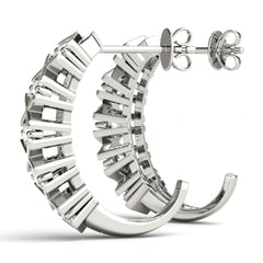 3.0mm_Round Cut XO Pattern J - Hoop Earrings For Women