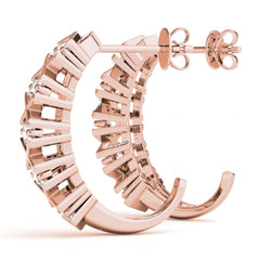 3.0mm_Round Cut XO Pattern J - Hoop Earrings For Women