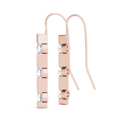 2.50MM Round Cut 3 Stone Style Pressure Setting Dangle Earrings For_Women