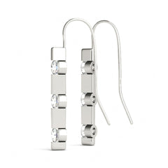 2.50MM Round Cut 3 Stone Style Pressure Setting Dangle Earrings For_Women