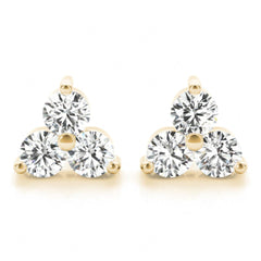 3.50MM Round Cut 3 Stone Prong Setting Stud Earrings For Women