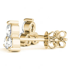 3.50MM Round Cut 3 Stone Prong Setting Stud Earrings For Women