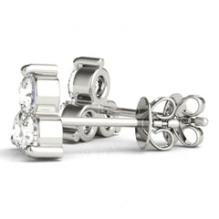 3.50MM Round Cut 3 Stone Prong Setting Stud Earrings For Women